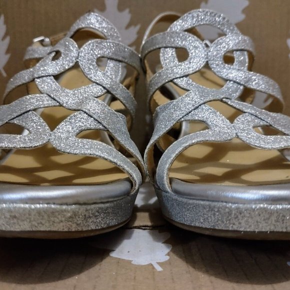 Naturalizer Cameron Sandal Sling Heels Strappy Silver Platform 8.5 ~ Hardly worn - Picture 5 of 11